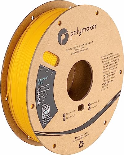 Polymaker Tough PLA 1,75 mm 3D-Drucker-Filament, 750 g gelbes PLA-Filament, Kartonspule – PolyMax PLA 1,75 gelbes Filament, härter als PLA+, hohe Schlagfestigkeit für funktionelle Anwendung