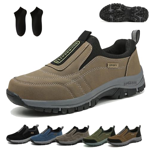 Hatme Schuhe, Hatme Orthopädische Schuhe Herren, Hatme Orthopedic Walking Shoes Wanderschuhe Herren, Breathable Casual Shoes, Hatme Shoes (Color : Khaki, Size : 46 EU)