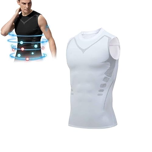 2023 Neue Version EXPECTSKY Ionic Shaping Vest,Komfortables und atmungsaktives Eis-Seiden-Gewebe,Für Männer zum Aufbau einer perfekten Figur (Weiß,XL)