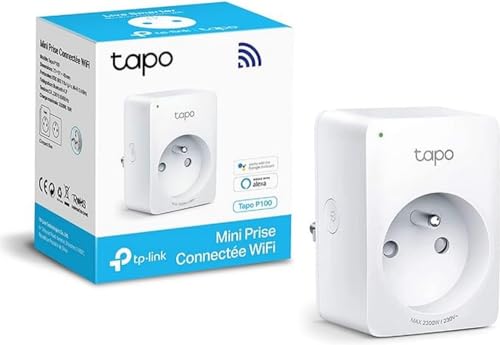TP-Link Tapo WiFi Smart Socket, Smart Socket kompatibel mit Alexa und Google Home, 10 A, Steuerung der Kaffeemaschine, Lampe, Heizung aus der Ferne, kein Hub erforderlich, Tapo P100 (FR) 1 Packung