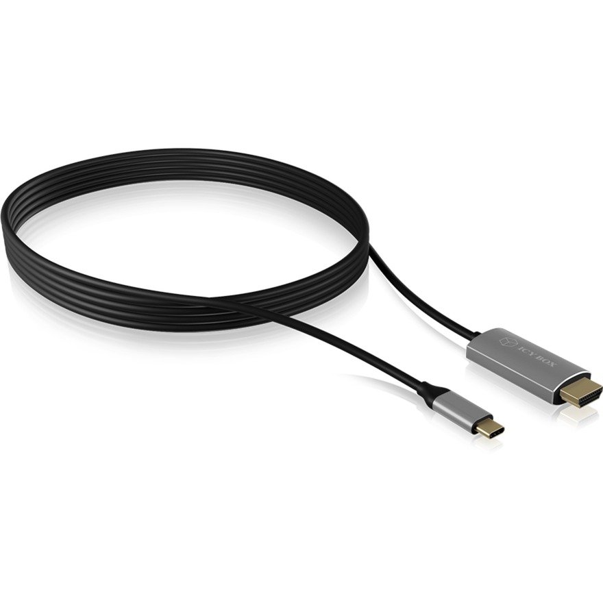 ICY BOX IB-CB020-C Aktives USB-C zu HDMI Kabel (1,8 m), UHD (2160p), HDCP 2.2, Konverter, schwarz