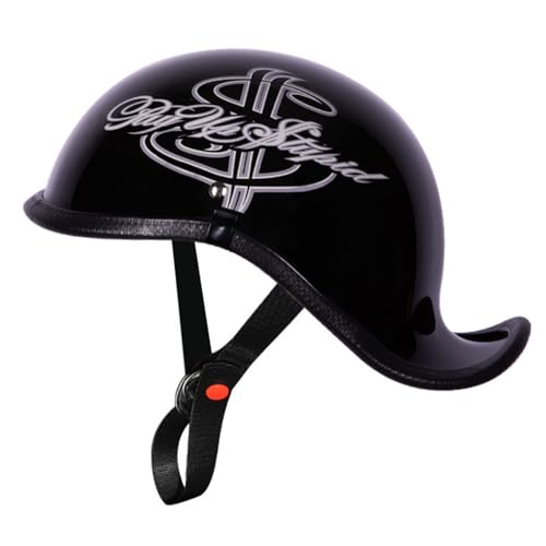 ZHXIANG Retro-Motorrad-Halbhelm, Verstellbarer Fahrrad-Baseball-Helm, DOT/ECE-geprüft, Camping-sicherer Mountainbike-Helm für Männer und Frauen C,L=60-61CM