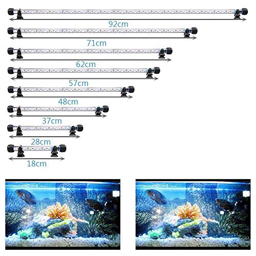 VARMHUS 18-112cm LED Aquarium-Licht Unterwasser BeleuchtungAufsatzleuchte Abdeckung Wasserdicht Lampe Stecker EU für Fisch Tank mit Fernbedienung RGB Farbwechsel (1.8 * 92cm, Weiß & Blau)