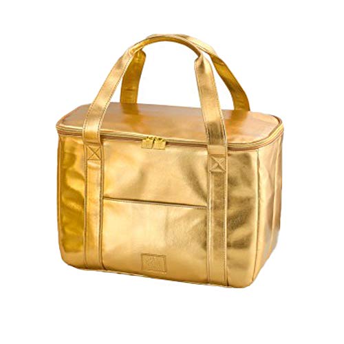 Große Kühltasche in Gold 42 x 20 x 30 cm - Einkaufstasche die kühlt und Chick aussieht mit ergonomischen Griffen