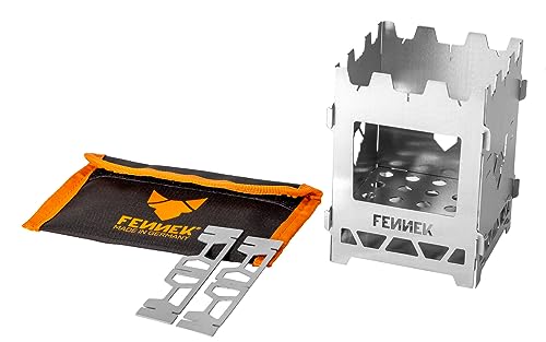 FENNEK Hobo Solo | Firebox | Outdoor Kocher | Steckbarer Hobokocher mit Tasche | Sehr kompakt | 100% Edelstahl, Made in Germany