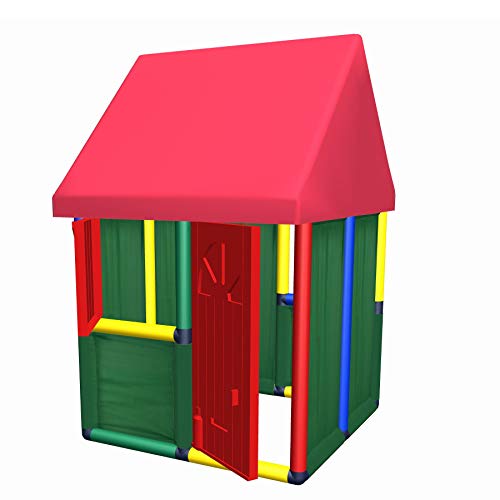 move and stic Spielhaus für Kinderzimmer Indoor und Outdoor Gartenhaus - Kinderspielhaus perfekt zum Ergänzen oder um mit MoveAndStic zu starten (Spielhaus mit Fenster Tür und Stoffdach)