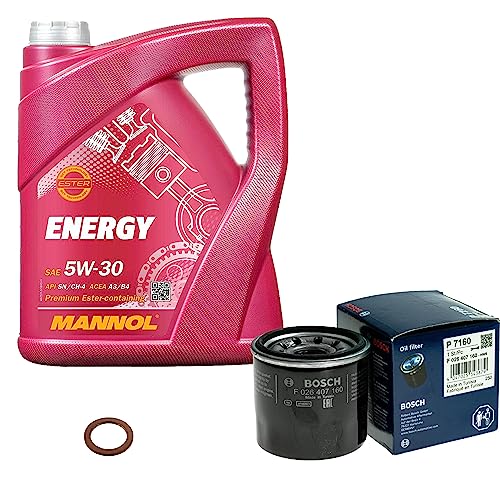 Inspektionspaket Wartungspaket Filterset mit 5 L Motoröl Energy 5W-30, Ölfilter, Dichtring