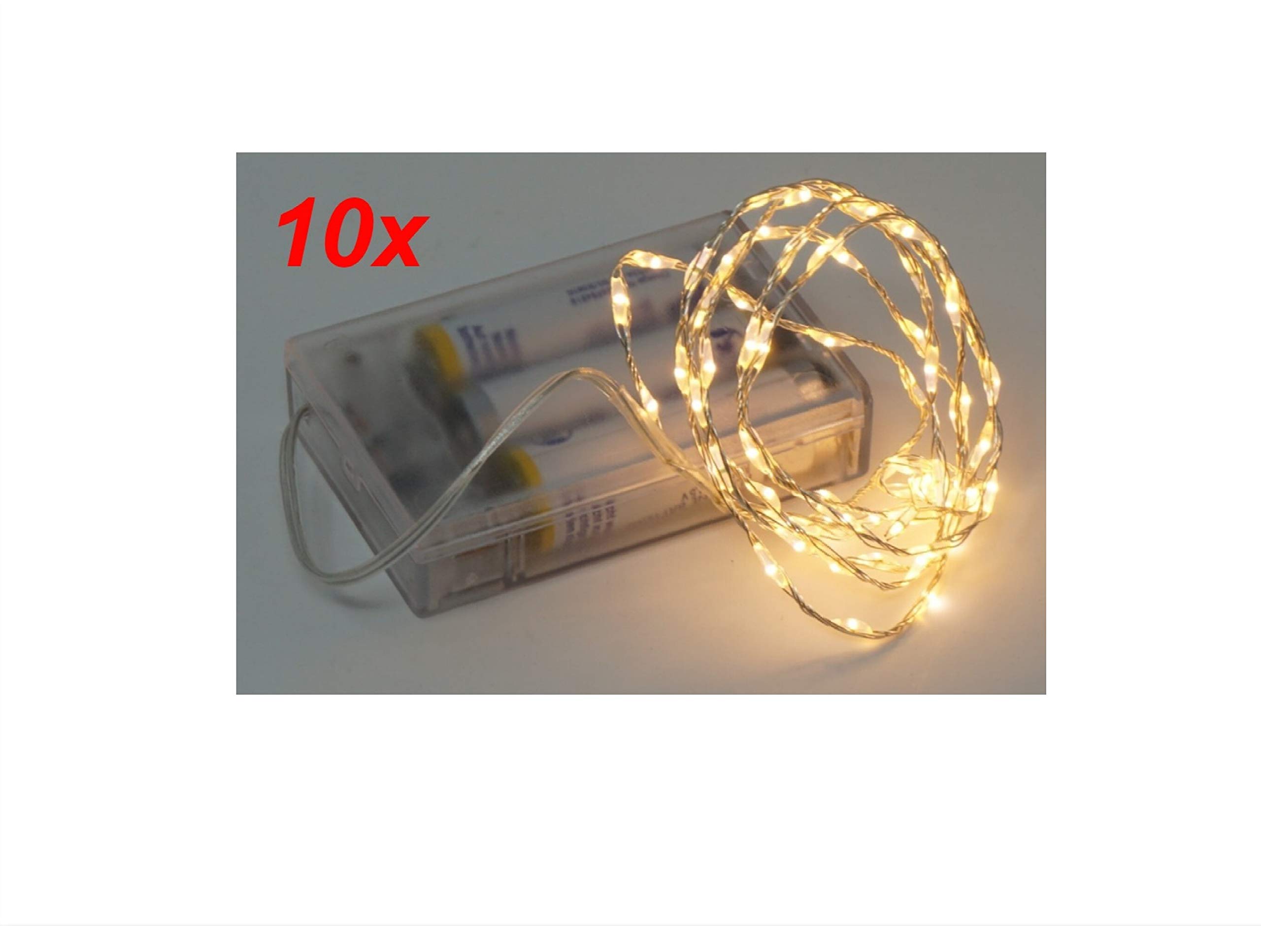 CBK-MS 10x Lichterkette 100 cm mit Timer 66 Micro LED warmweiß Deko Beleuchtung für Blumendeko Basteln oder zum verschönern Ihrer Wohnung