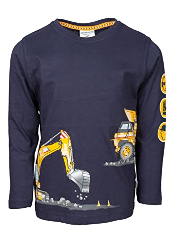 SALT AND PEPPER Jungen Jungen Langarmshirt mit Fahrzeug Print aus Baumwolle Hemd, Navy, 128-134 EU