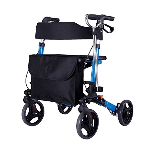 Rollator für ältere Menschen mit Korb, Rollator mit 4 Rädern, Gehhilfe, klappbares Gehgestell, Sitz, ergonomische Bremsen und gepolsterter Rücken, Stofftasche wwyy