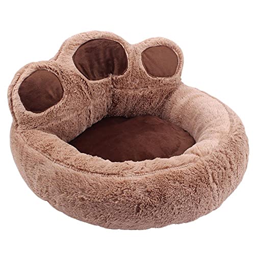 Baodaner Weiches Haustierbett für Katzen und Hunde, beruhigendes Bett aus Plüsch, Bärentatzenform, Haustiernest, flauschig, luxuriös, Plüsch, Hundekissen, warm, 73–80 cm, Kaffeebraun
