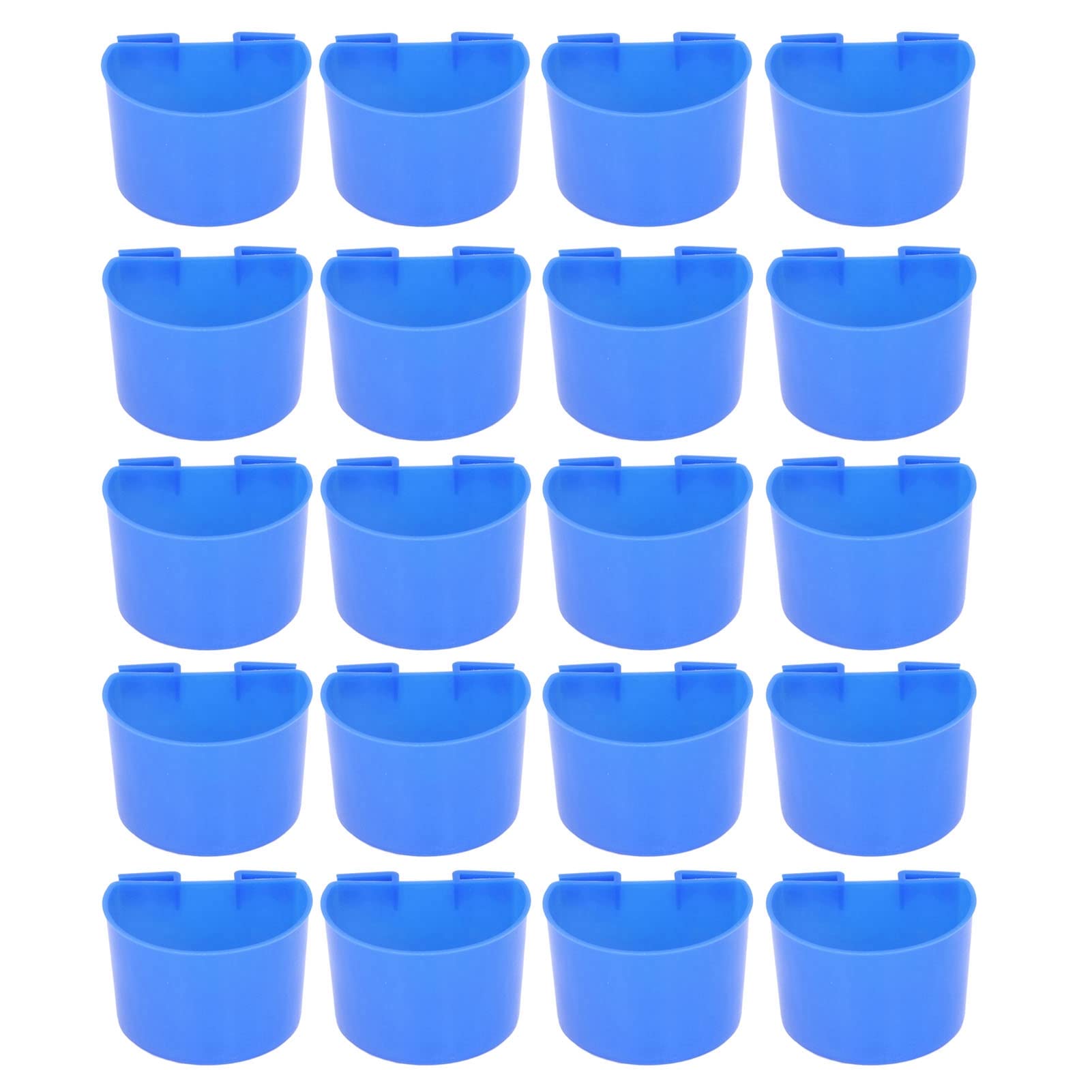 20 Stück Kunststoff Vogelfutternapf, Vogelkäfig, Samenbecher, Wasserfutterspender für Käfig für Nymphensittiche (Größe: S/Blau)