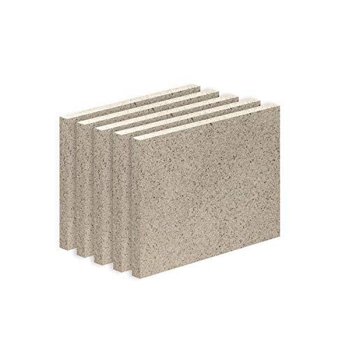 Vermiculite Platte Schamott-Ersatz für Kamin-Ofen Feuerraum Auskleidung SF600 400x300mm 25mm Stärke Temperaturbeständig bis 1100 °C mind. 600kg/m³ Rohdichte (x5)