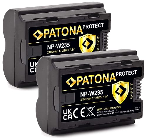 PATONA Protect V1 2X Akku NP-W235 (2250mAh) kompatibel mit Fuji Fujifilm X-T4 - mit NTC-Sensor und V1 Gehäuse
