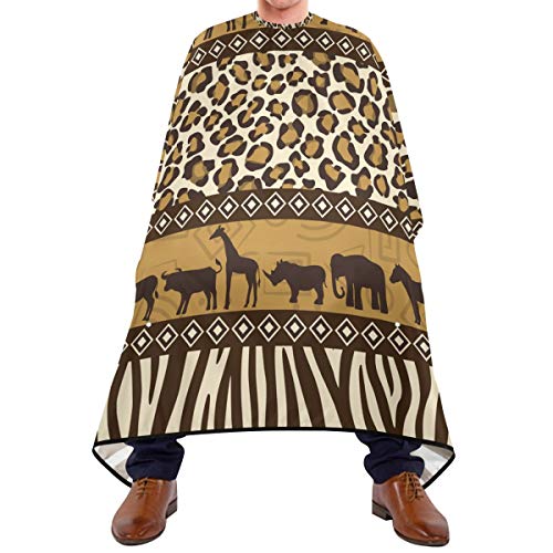 Shaving Beard Hairdressing Haircut Capes - African Wild Animals Skin Professional Waterproof with Snap Closure Adjustable Hook Unisex Hair Cutting Cape