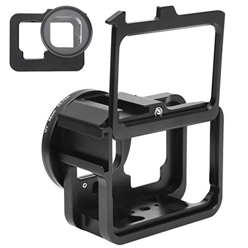 Metallkäfig für Gopro Hero 9, Vlogging-Rahmen für Schutzgehäuse mit 52-mm-UV-Filter, 1/4 Schraubenloch und Schuhhalterung