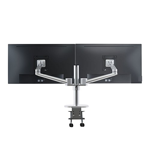 ThingyClub® Adjustable Aluminium Universal Full Motion Desk Mount Arm Stand Bracket (Dual Monitors - Silver)