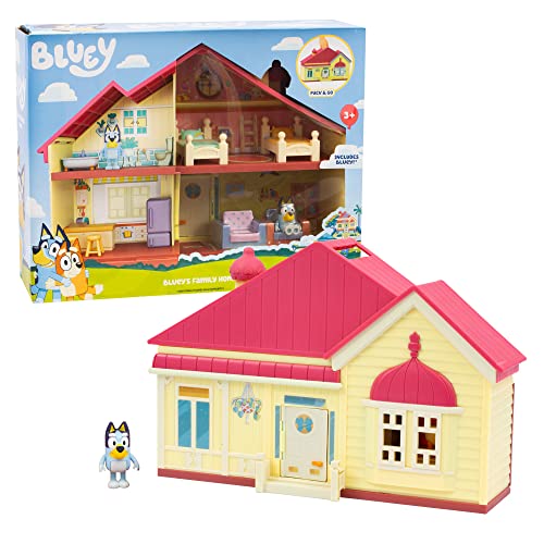 Giochi Preziosi - Bluey-Figur Set zu Hause auf Zwei Etagen mit Küche, Wohnzimmer, Schlafzimmer und Badezimmer, komplett dekoriert für Kinder ab 3 Jahren, BLY04010