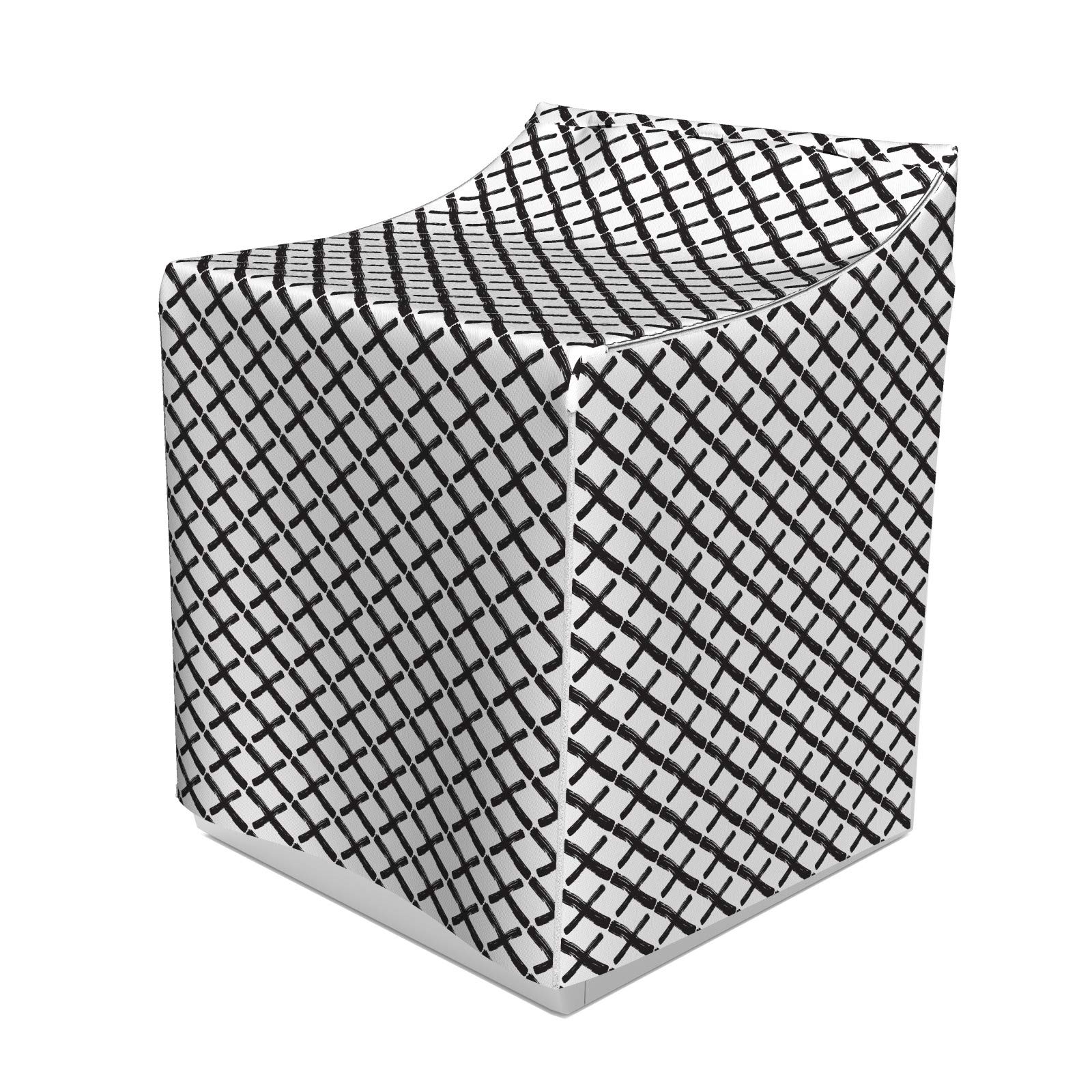 ABAKUHAUS Modern Waschmaschienen und Trockner, Mathe-Geometrie-minimalistisches Design mit Brushstrokes Wie Kunstdruck Inspired, Bezug Dekorativ aus Stoff, 70x75x100 cm, Charcoal Grau Weiß