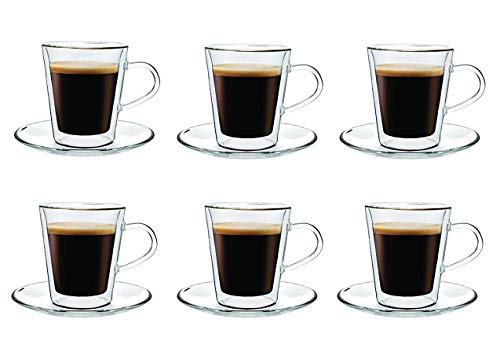Maxxo Doppelwandige Gläser Doppio Set 6x 100 ml Kaffee Thermogläser mit Schwebe-Effekt beständige Kaffeegläser