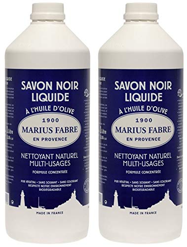 Marius Fabre - MARSEILLER Black SOAP Liquid Olivenöl - Natürliche Mehrzweckreiniger - Set von 2 Flaschen 1 Liter