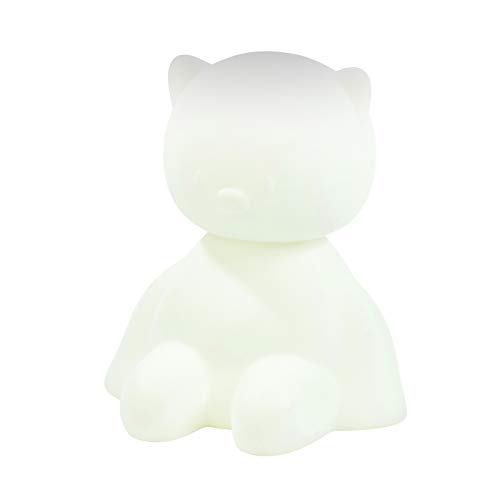 Nattou LED-Nachtlicht Katze aus Silikon, Sprachaktivierung, 7 Farben, BPA-frei, 13.5 x 10.5 x 15 cm, Silicon, Weiß