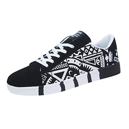 Yowablo Sneakers Herrenmode Lässige Schnürfarbe für Canvas Sportschuhe Graffiti-Schuhe (42,Weiß)
