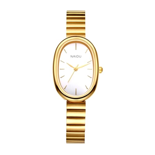 Lancardo Ovale Edelstahl-Armbanduhr: Analoge Quarzuhr für Damen, verstellbares Gliederband, leicht zu lesen, Damenuhren, Muttertag