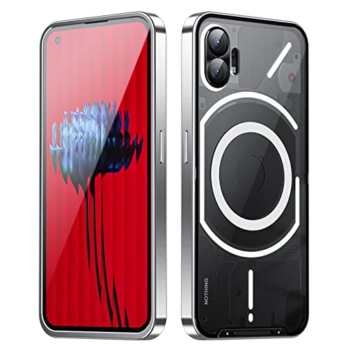 LOXO CASE Metallstoßrahmen Hülle für Nothing Phone 1, Translucent Matte Anti-rutsch Hülle (Anti-Fingerabdruck) mit Kameraschutz, Kompatibel mit MagSafe,Silver