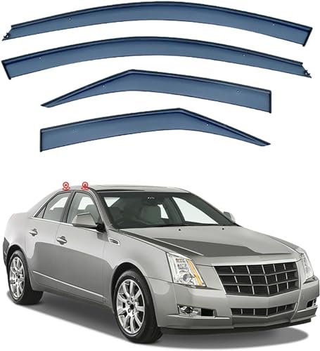 HMLTD 4 Stück Autofenster Windabweiser für Cadillac Cts MK2 2008-2013, Regenabweiser Seitenfenster Luftabweiser Anklebbare Deflektoren
