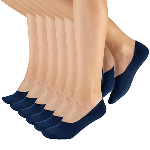 CALZITALY 6 Paar Füsslinge Unisex aus Baumwolle, Unsichtbare Sneakersocken für Mann und Frau | Weiß, Blau, Schwarz, Hautfarbe, Mehrfarbig | Made in Italy | (39/42, 6 Paar in Blau)