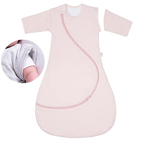 Purflo Baby-Schlafsack, 2,5 Tog, Unisex, mit abnehmbaren Ärmeln, 3–9 Monate, Muschelrosa