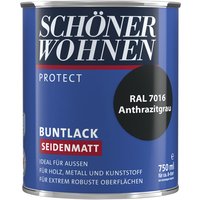 SCHÖNER WOHNEN-Kollektion Lack Protect Buntlack, (1), 750 ml, anthrazitgrau RAL 7016, seidenmatt, ideal für außen