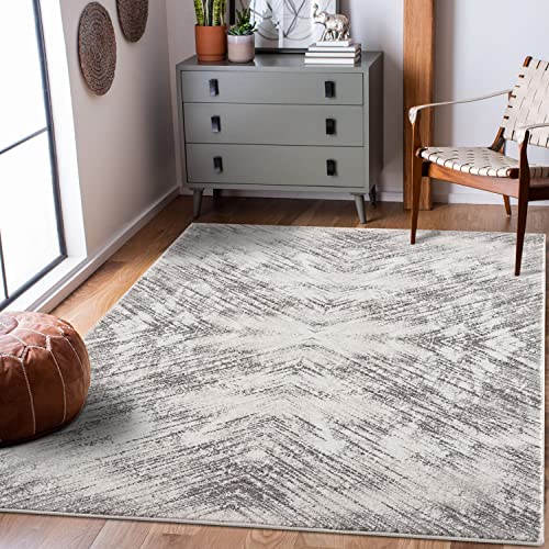 carpet city Teppich Wohnzimmer - Ornament Meliert Grau 120x170 cm - Moderne Teppiche