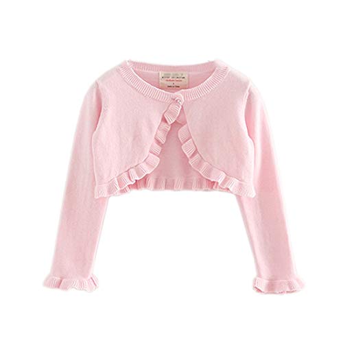 Baby Mädchen Sweater Solid White Pink Cardigans für Kleinkinder Kinder 4-5 Jahre Button Cardigan Knit Sweater
