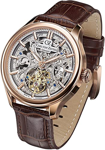 Carl von Zeyten Herren Analog Automatik Uhr mit Leder Armband CVZ0014RSLS