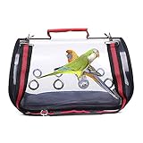 NZXVSE Transporttasche für Vögel, mit Sitzstange, tragbar, transparent und atmungsaktiv, 360 ° Sightseeing, für den Außenbereich, für Papageien, Haustiere, Vogelhaus, Rot (Medium 15,7 x 9 x 8,7 cm)