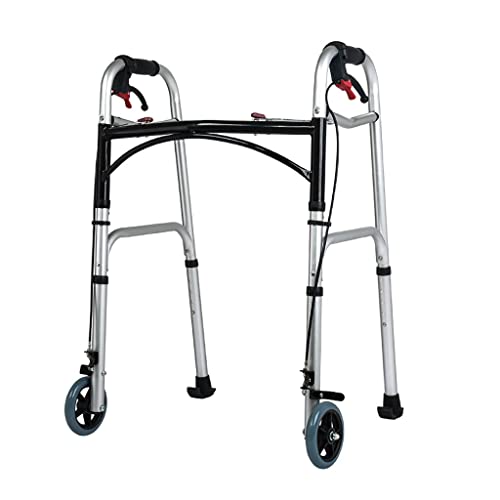 Klappbarer Gehwagen für Senioren, leichter Standard-Gehwagen mit Sitz und Rädern, höhenverstellbar, leicht, tragbar, Mobilitätshilfe für ältere Menschen, bariatrische Behinderte (Farbe: 2 Räder),