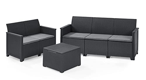 Koll Living Lounge Sets - Verschiedene Ausführungen - hochwertige Sitzgruppe für den Garten - höchster Sitzkomfort durch ergonomische Rückenlehnen (3er Sofa, 2er Sofa & Tisch)