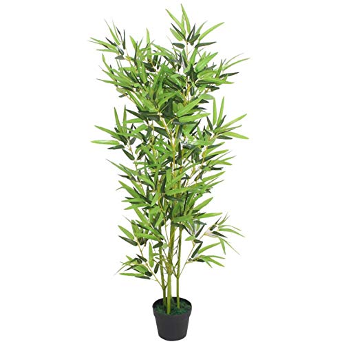 Ksodgun Künstliche Bambuspflanze mit Topf Kunstpflanze Plastikpflanze Home Schreibtisch Küche Badezimmer Deko 120 cm Grün