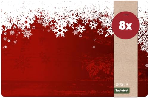 matches21 Ansprechende Tischsets Platzsets Motiv abwaschbar Weihnachten Schneeflocken Winter 8er Set 43,5x28,5 cm