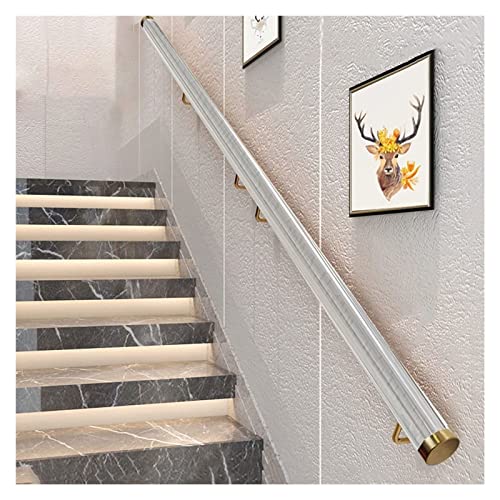 Klarer Acryl-Handlauf für Treppen, rutschfeste transparente Kristall-Treppenhandläufe für den Innenbereich, Komplettset für an der Wand montierte Treppengeländer, Terrassengeländer (Farbe: K