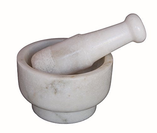 KLEO 15,2 cm breit (für große) weiß natur Marmor Stein Mörser und Pistill Set wie Spice, Medizin Grinder Kartoffelstampfer - Marble Mortar Pestle Set (Weiß)