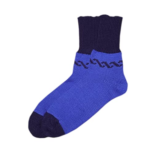 tevirP Socken 100% Merinowolle Erwachsene Herren Damen Unisex gestrickt warm Gr. S, Himmelblau/Dunkelblau