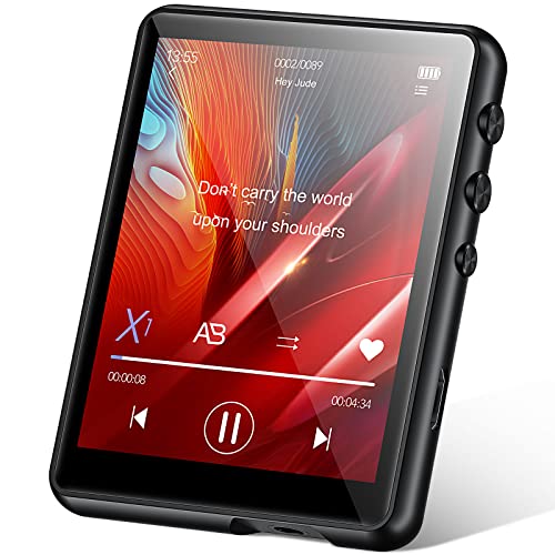 32G MP3 Player Bluetooth 5.0, 2.4 Zoll Voller Touchscreen HiFi Verlustfreier Ton Musik Player, mit Line-in Voice Recorder, FM Radio, Built-in Lautsprecher, Metall Material, Unterstützt bis zu 128 GB