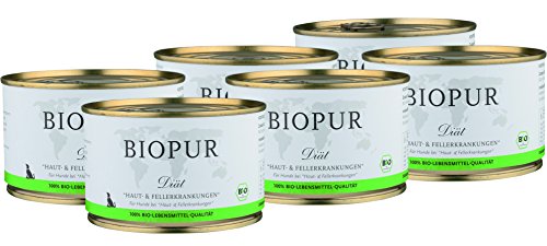 BIOPUR Bio Diätfutter bei Haut- & Fellerkrankungen für Hunde 6x400g
