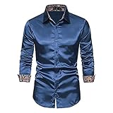 Shirt Herren Herbst Winter Einfachheit Mode Trend Einfarbig Herren Langarm Modern Kentkragen Glänzend Herren Bühnenhemd Urban Casual Herren Streetwear