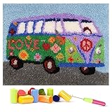 HuaHong Knüpfteppich Zum Selber Knüpfen, Teppich Knüpfen Kreuzstich Set für Kinder Erwachsene oder Anfänger, 52 x 38 cm (Color : Love car)