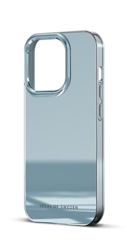IDEAL OF SWEDEN Durchsichtige Handyhülle mit erhöhten Kanten und Nicht vergilbenden Materialien, fallgetesteter Schutz mit Spiegel Finish, kompatibel mit iPhone 15 Pro (Sky Blue Mirror)