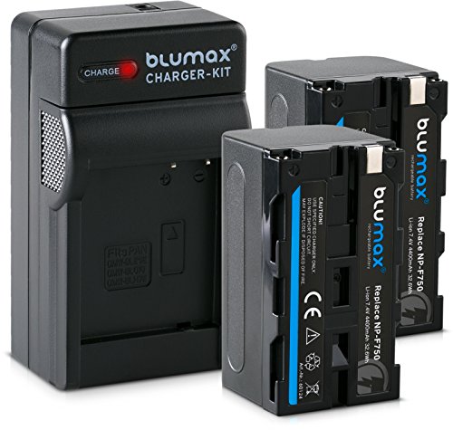 Blumax 2X Akku für Sony NP-F750 / F550 / F970 / F960-4400mAh + Ladegerät inkl. KFZ Ladekabel